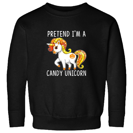 Unicorn Pet Pretend Im a Candy Corn Unicorn Halloween Costume Girls Sweatshirts
