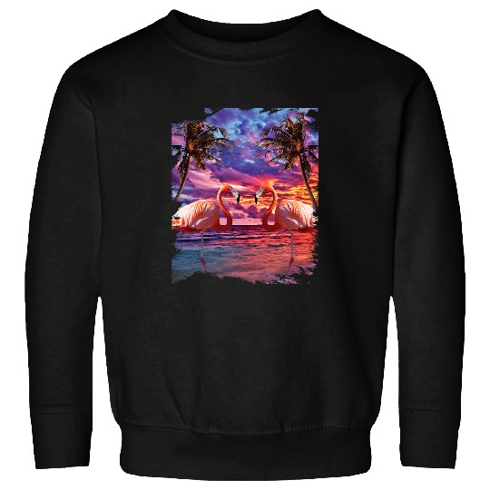 Flamingo Pet Cute colorful flamingo palm trees Sweatshirts
