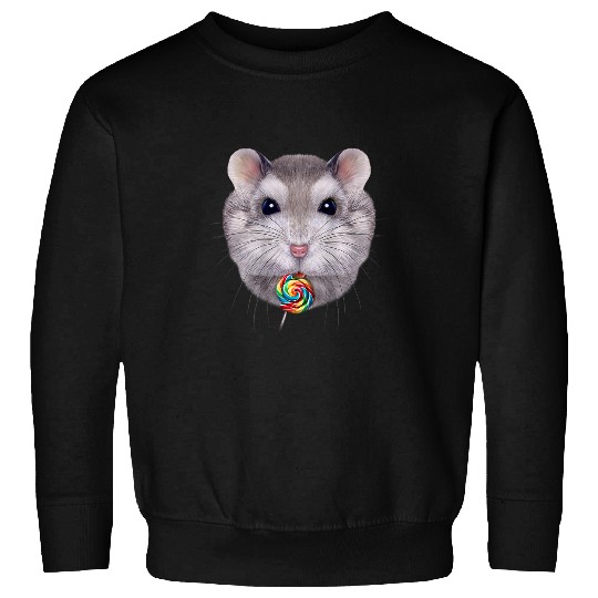 Hamster Pet Grey Dwarf Hamster Lick Rainbow Lollipop Sweatshirts