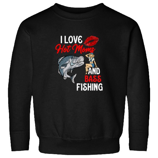 Fishing Fun Mens I Love Hot Moms Funny Fishing Striped Bass for Men Sweatshirts
