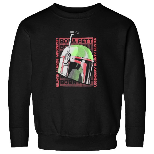 Book Fun Star Wars The Book Of Boba Fett Helmet Text Stack Sweatshirts