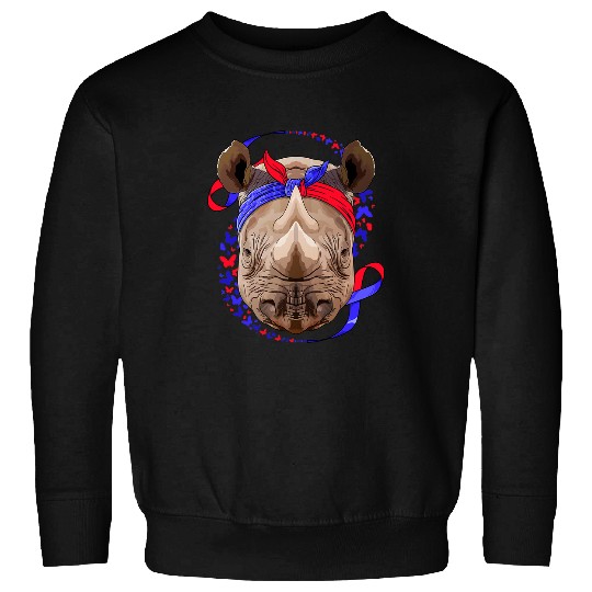 Rhino Pet CHD Awareness Rhino Bandana Red And Blue Ribbon Sweatshirts