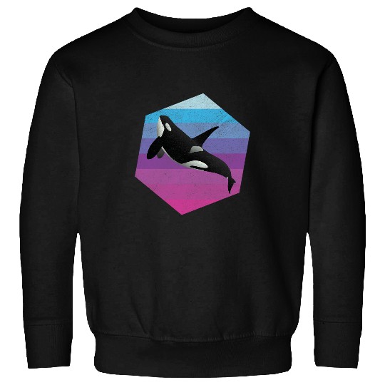Whale Pet Orca Vintage Retro Art Killer Whale Ocean sea Life Lover Sweatshirts
