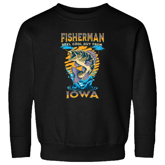 Fishing Fun Iowa Reel Cool Guy From Outdoor Fish Graphic Sweatshirts