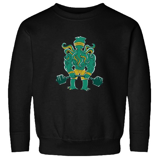 Octopus Pet Funny Cthulhu Weightlifting Gym Fitness Powerlifting Workout Sweatshirts