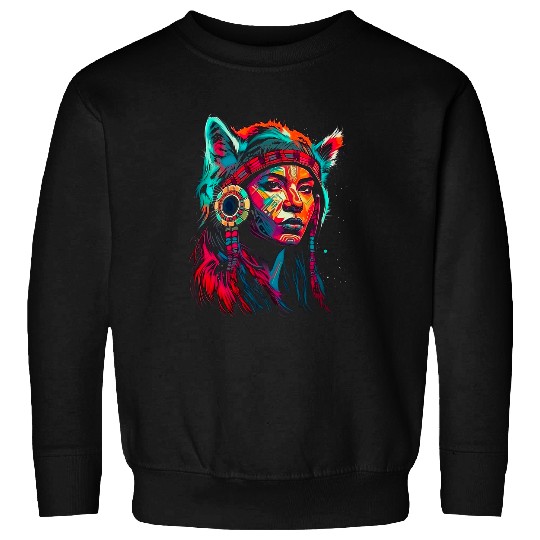 Coyote Mammal Woman wolfs Head Native American Courageous Sweatshirts