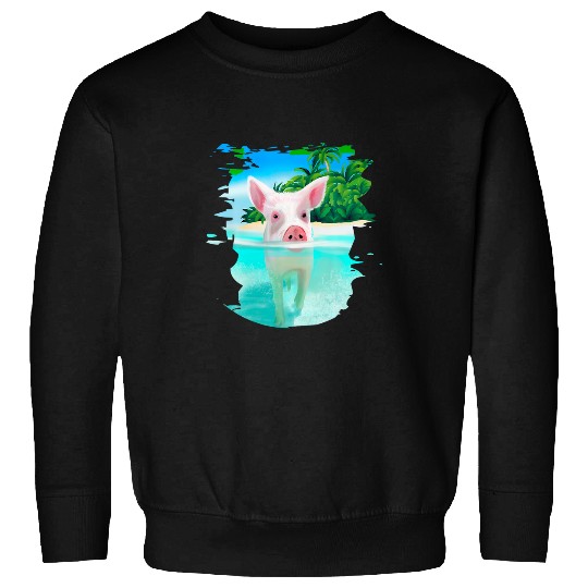 Pig Pet Bahamas Swimming Pigs Pig Swim Beach Holidays Sweatshirts