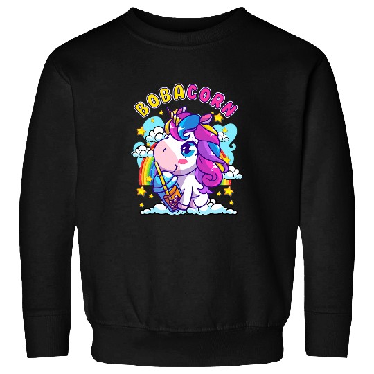 Unicorn Pet Boba Milk Tea Bubble Bobacorn Rainbow Kawaii Sweatshirts