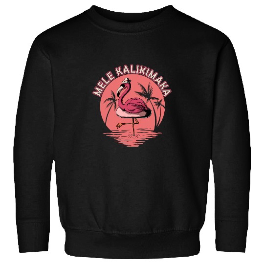 Flamingo Pet Mele Kalikimaka Pink Flamingo Hawaiian Christmas Themed 6 Sweatshirts