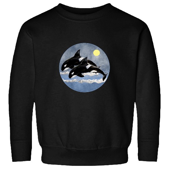 Whale Pet Orca Killer Whale Family Art Retro Style Sea Panda Orcas Sweatshirts