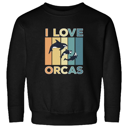 Whale Pet Orca Family Retro Vintage Art of Killer Whale I love Orcas Sweatshirts