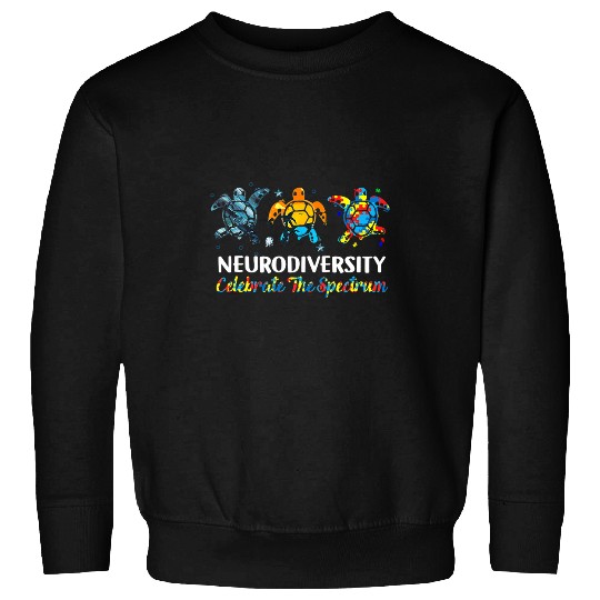 Autism Puzzle Turtle Neurodiversity Celebrate The Spectrum Turtle Planet Sweatshirts