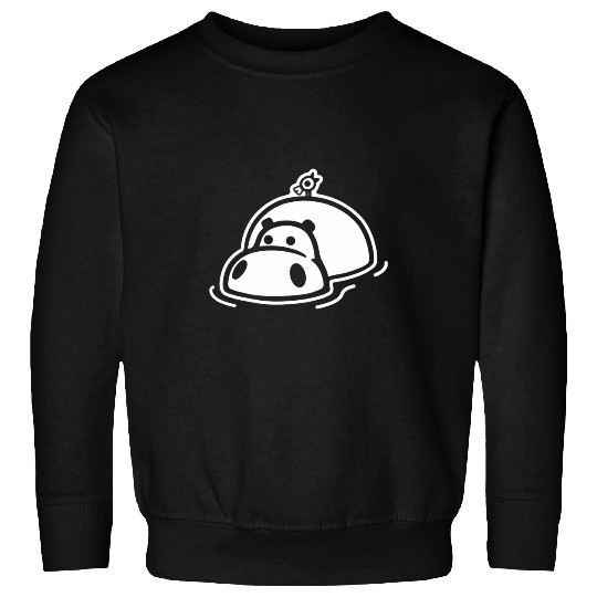 Hippo Pet A hippo and a small bird chill out in a pond Minimalist art Sweatshirts