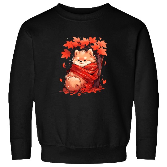 Pomeranian Pet Pom Autumn Fall Leaves Dog Thanksgiving Sweatshirts