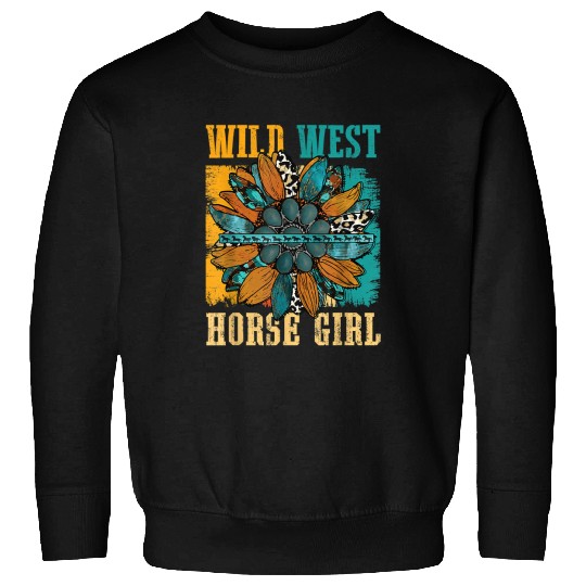 Horse Pet Western Leopard Sunflower Turquoise of Wild West Horse Girl Sweatshirts