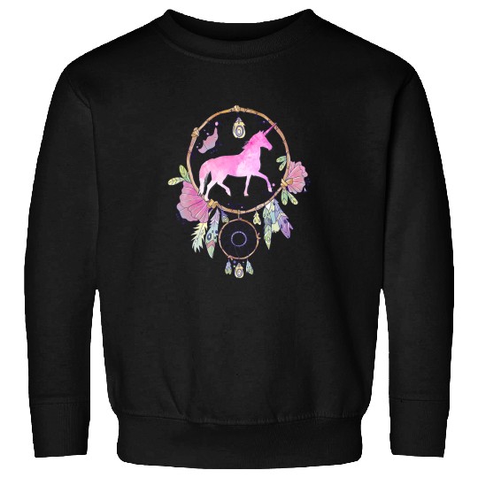 Unicorn Pet Boho Unicorn Dreamcatcher Magical Purple Lilac Pink Girls Sweatshirts