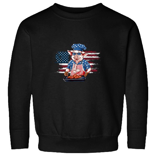 Pig Pet Funny 4th of July Pig Grilling BBQ Party Barbecue Pig Grill 04 Sweatshirts