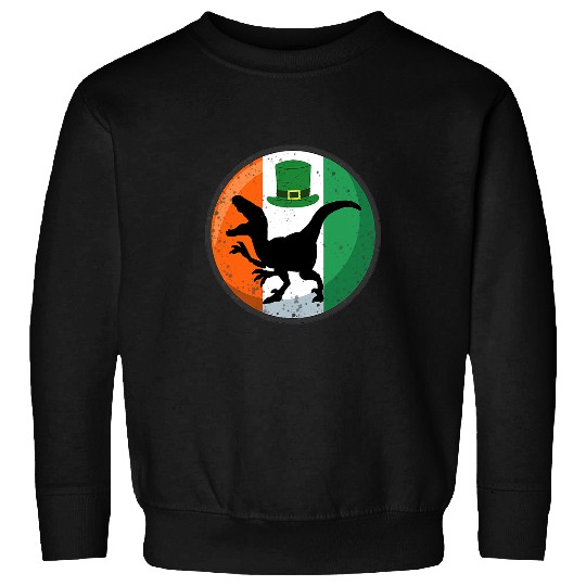 Dinosaur Pet Ireland Flag Saint Patricks Day Velociraptor Sweatshirts