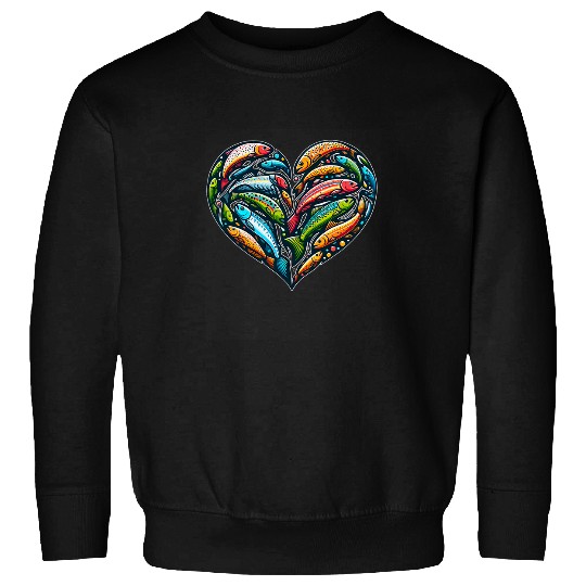 Fishing Fun Trout Fish Love Sign Fishing Fishermen Valentines Day Sweatshirts