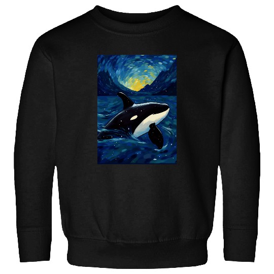 Whale Pet Orca Killer Whale Starry Night Painting Men Women Kids Sweatshirts
