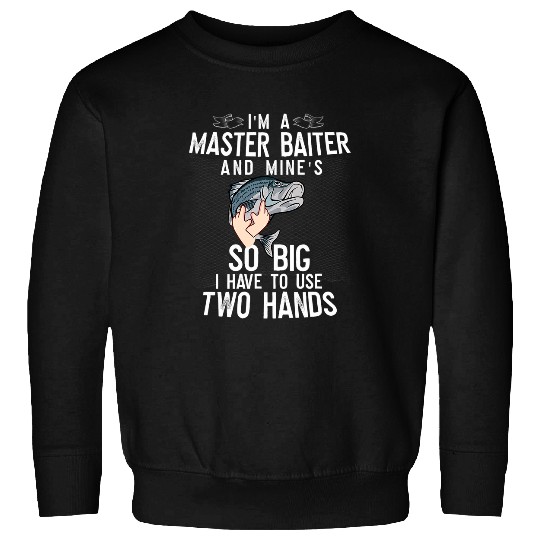 Fishing Fun Mens Master Baiter Funny Fishing Striped Bass for Men Sweatshirts
