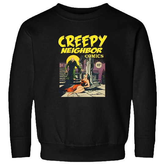 Book Fun FUNNY Creepy Neighbor Comics Parody Horror Comic Sweatshirts