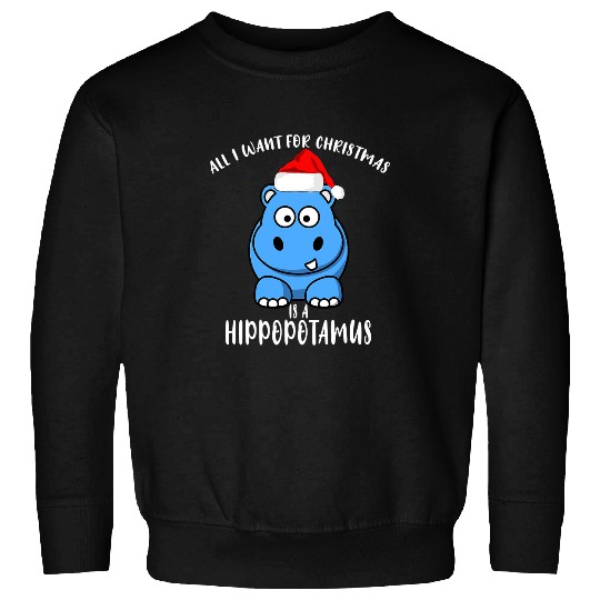 Hippo Pet All I Want For Christmas Is a Hippo Christmas kids Sweatshirts