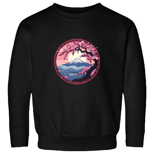 Japanese Sakura Garden Geisha Mount Fuji Cherry Blossom 210 Sweatshirts