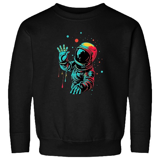 Astronaut Job Floating Astronaut in Space Waving Drip Sweatshirts