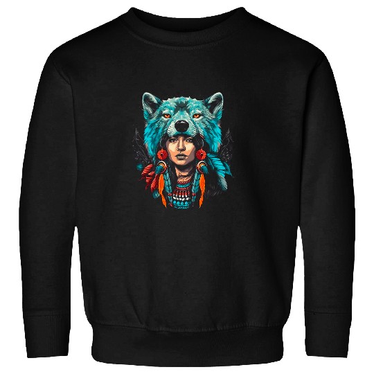 Coyote Mammal Woman wolfs Head Native American Warrior Tradition Sweatshirts