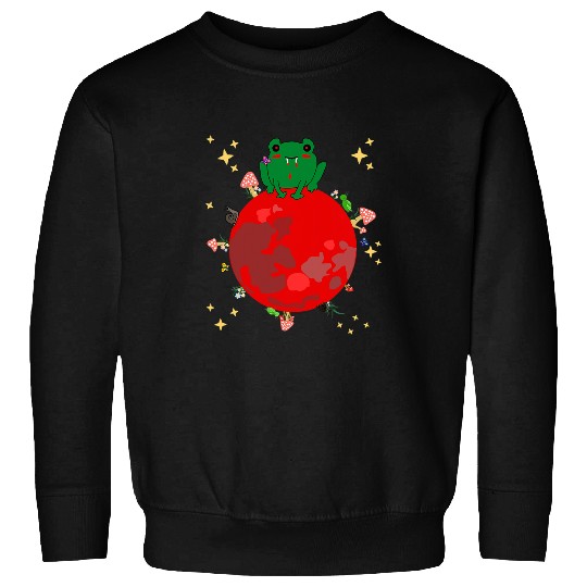 Frog Pet Red Blood Moon Boo Cottagecore Halloween Vampire Frog Sweatshirts