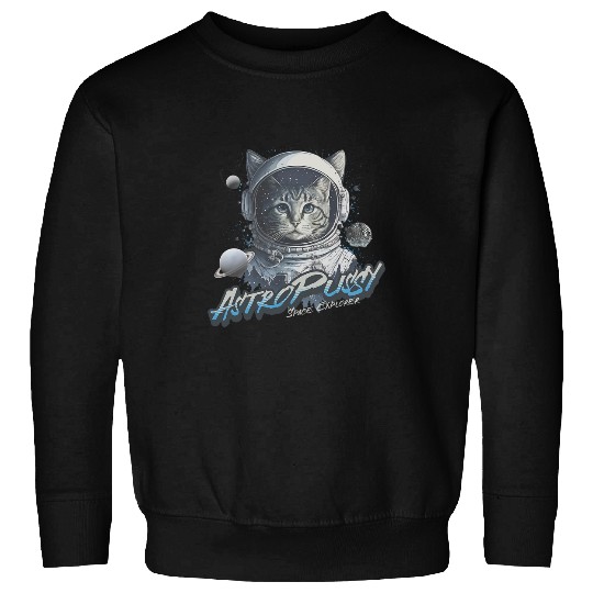 Astronaut Job Funny Astro Pussy Cat Astronaut In Space for Men and Women Sweatshirts