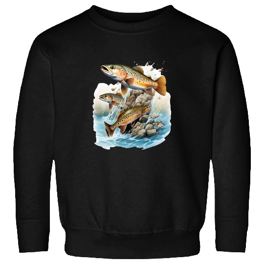 Fishing Fun trout rainbow brook fisherman freshwater angler fish 14 Sweatshirts