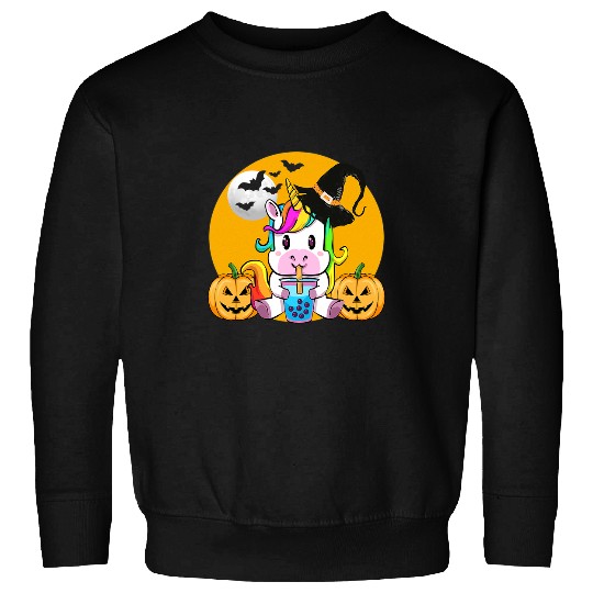 Unicorn Pet Boba Tea Bubble Tea Kawaii Unicorn Halloween Girls Sweatshirts