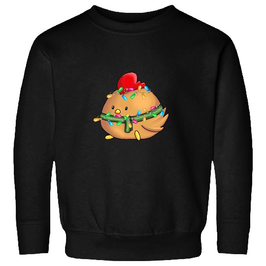 Chicken Pet Baby Chicken Christmas Tree Light Tangled Pajama Graphic Sweatshirts