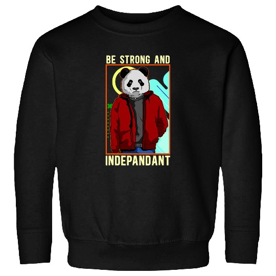 Hipster Panda Bear Be Strong And Independent Pun Pandas Rock Sweatshirts