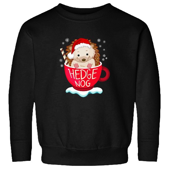 Hedgehog Pet Funny Eggnog Cute Santa Hat Hedgehogs Christmas Pajama Sweatshirts