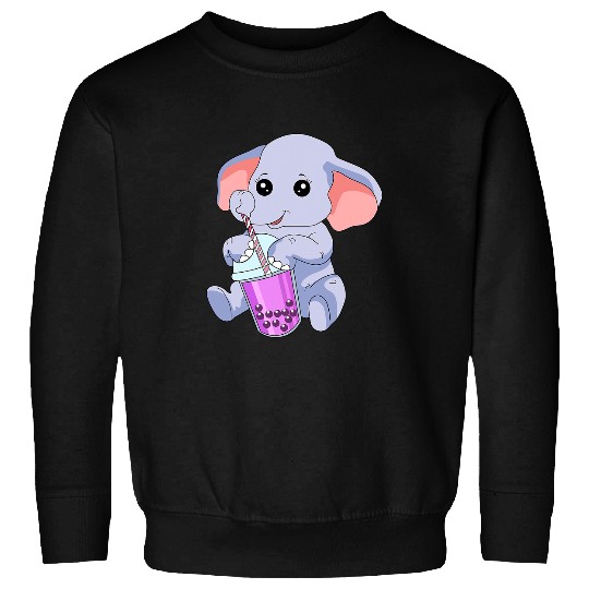 Elephant Mammal Cup Cute Kawaii Bubble Tea Lover Milk Tea Sweatshirts