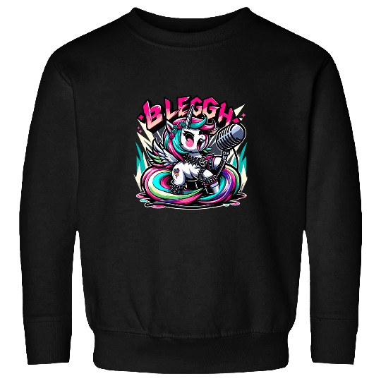 Unicorn Pet Blegh Metalcore Unicorn Screaming Into a Microphone Sweatshirts