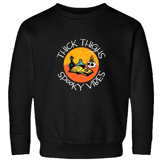 Book Fun Thick Thighs Spooky Vibes Spell Book and Potions Sweatshirts