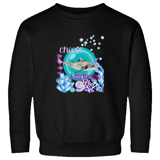 Shark Pet Great White Shark Lover Choose Kindness Watercolor Ocean Sea Sweatshirts