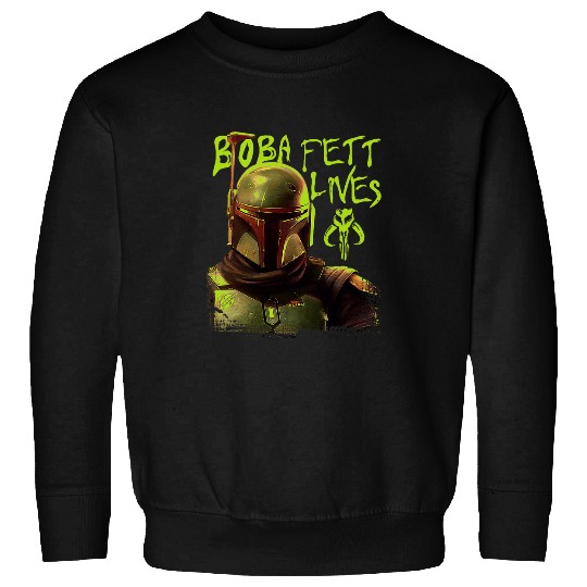Book Fun Star Wars The Book Of Boba Fett Neon Boba Fett Lives Poster Sweatshirts