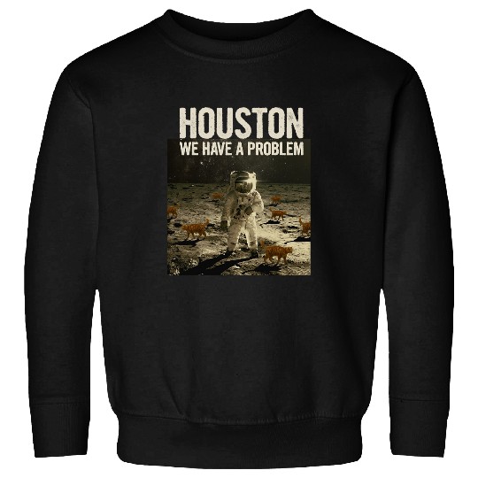 Astronaut Job Funny Houston We Have A Problem Cat Lover Moon Astronaut Sweatshirts