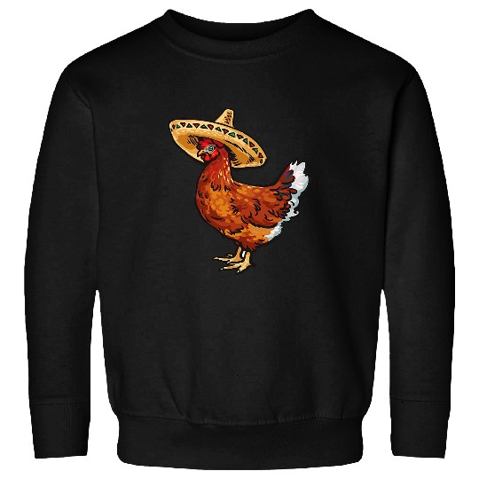Chicken Pet Rooster is happy he wears a fancy sombrero Chickens Hens Sweatshirts