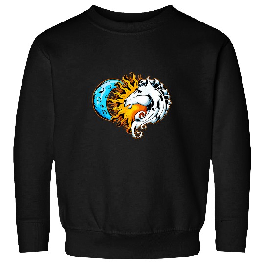 Horse Pet Sun Moon Horse Equinox Symbol Cute Art Apparel Sweatshirts