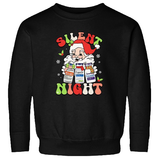 nurses Job Silent Night Christmas nurses Santa Helpers Anesthesiologist Sweatshirts