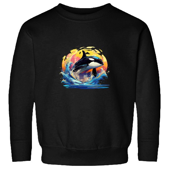 Whale Pet Orca Killer Whale Sea Animals Lover Colorful Splash Art Sweatshirts