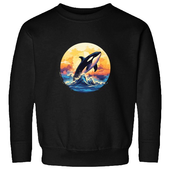 Whale Pet Vintage Orca Killer Whale Sea Animals Lover Splash Art Sweatshirts
