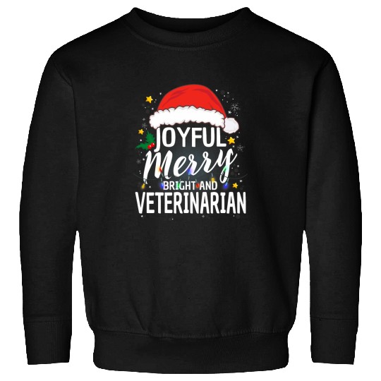 Veterinarian Job Joyful Merry Bright And Veterinarian Matching Christmas Sweatshirts
