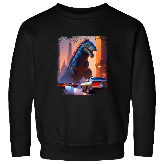 Dinosaur Pet King of Monsters Dinosaur Takes On City and Muscle Car Sweatshirts
